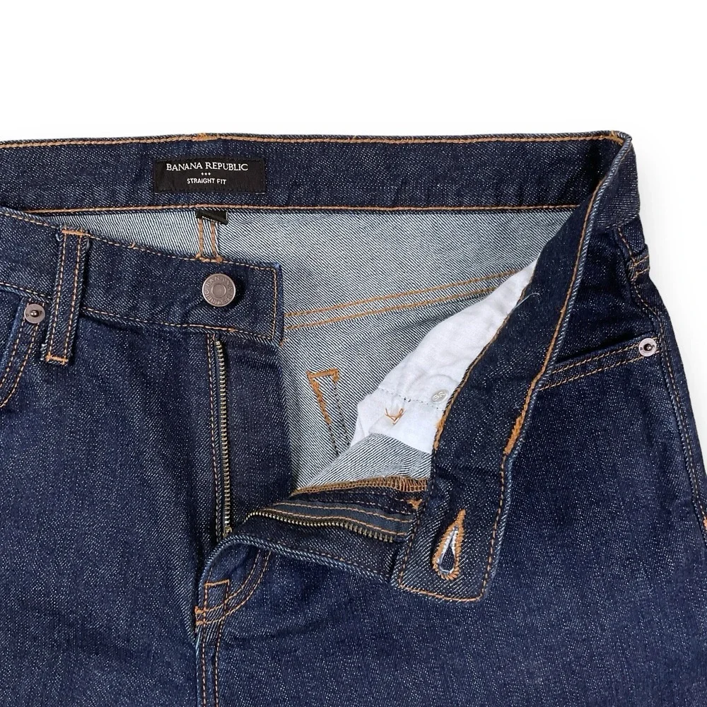 Banana Republic Jeans Men 33x30 (ACTUAL 34x27.5) Dark Blue Straight Fit Denim
